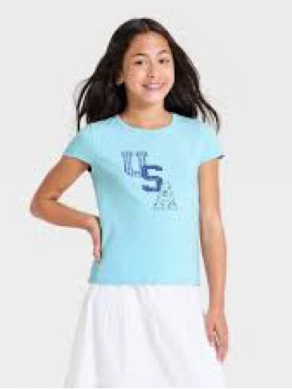 art class Light Blue Short Sleeve Tee with Navy Graphic